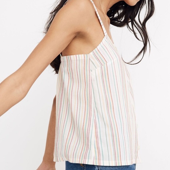 Madewell Multicolored Straight Neck Striped Linen Tank Top - Picture 4 of 6